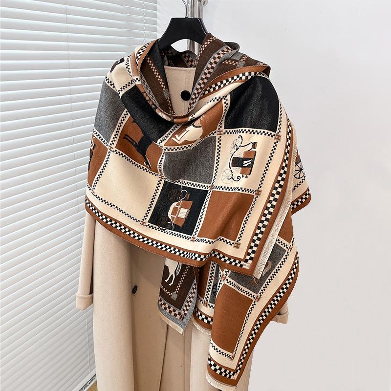 Ladies Popular Carriage Imitation Cashmere Thermal Scarf Fashionable And Sweet Air Conditioner Shawl