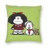 Federa Cuscino Mafalda Cartone Animato Poliestere Stampato Copricuscino Decorazioni Copricuscino da Lancio Casa con Cerniera