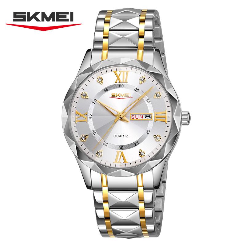 SKMEI New Man Waterproof Fashion Luxury Dial Exquisite Quartz Stainless Steel Watch for Women 9369