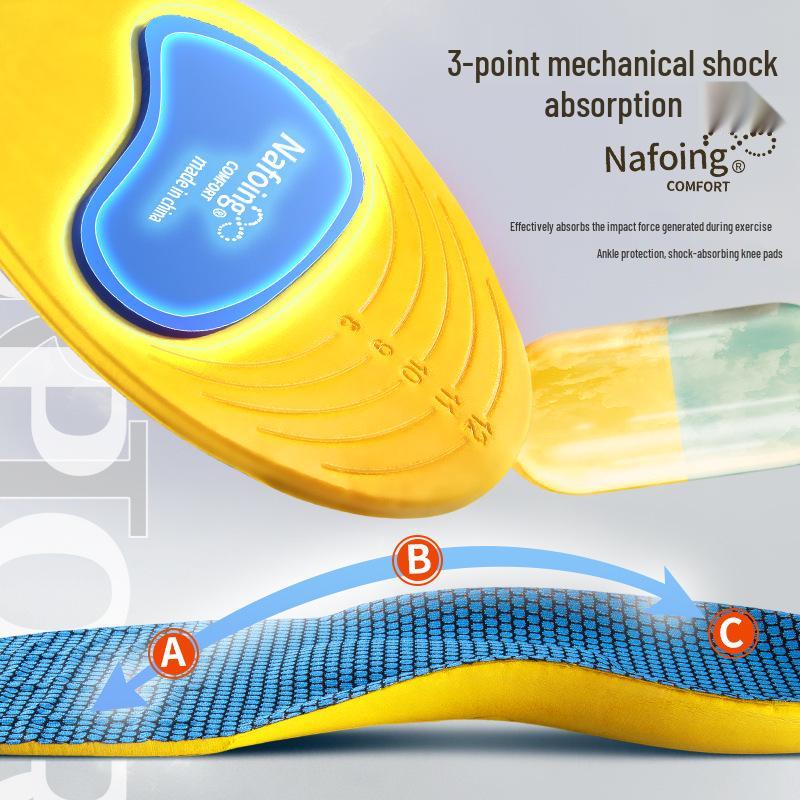 Men's Shock-Absorbing Summer Sports Insoles for Flat Arches - Soft, Sweat-Absorbing Full Pad with Heel Support.