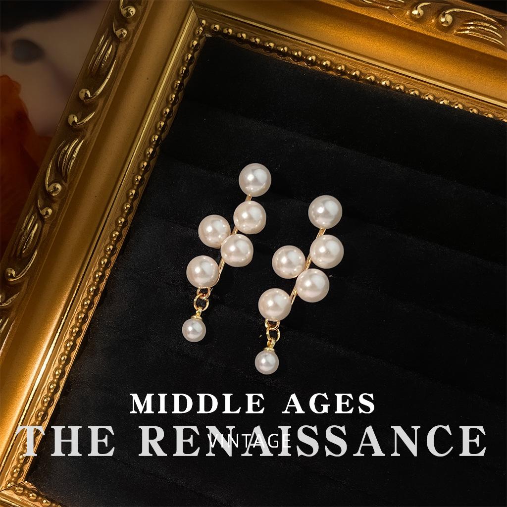 Французская ретро коллекция серег с бахромой и жемчугом, серьги в ретро нежном придворном стиле