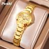 Luxury Women Watch Small Size Business Ladies Quartz Wristwatch Stainless Steel Band Waterproof Calendar Week Female Clock