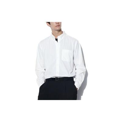 Solid Color Single-Breasted Long Sleeve Shirt Unisex Shirts White 464930-00