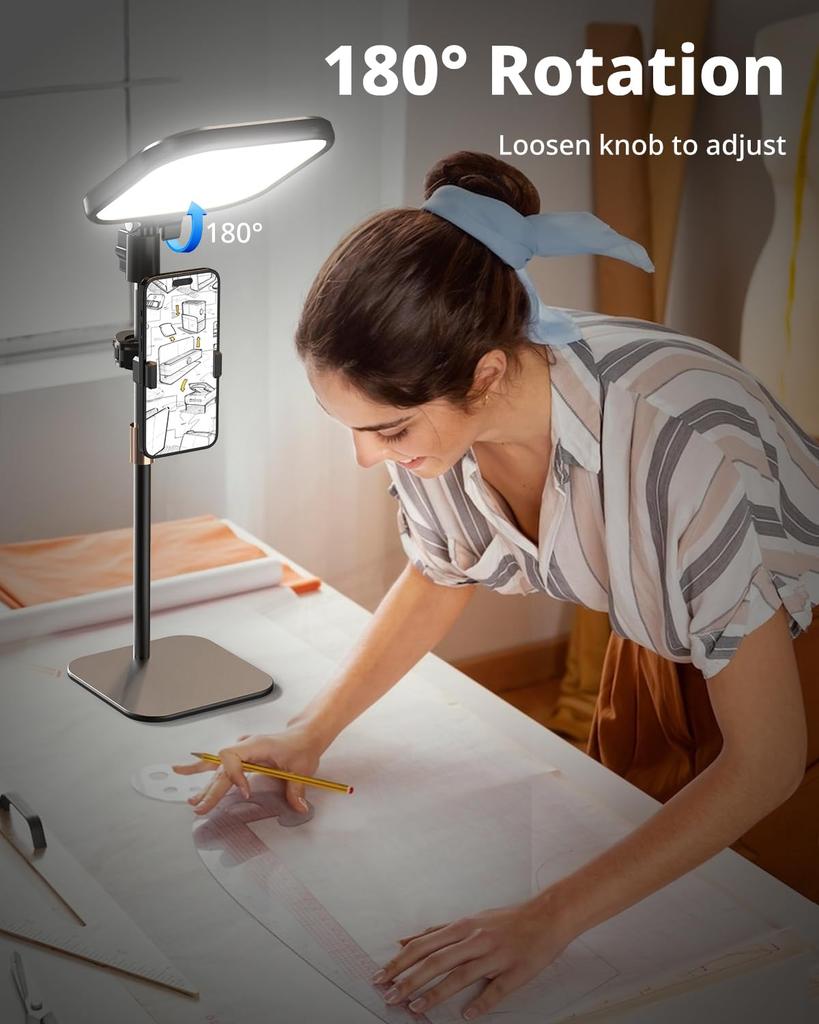 UBeesize Ring Tabletop Light for Surface Low Natural Light for Web Online and High Color High Brightness Smartphone USB Metal Base for Ideal for and