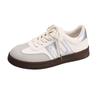 Dexun Shoes Women's New Leather Flat-soled White Shoes In Summer 2025 Color Matching Retro Versatile Sports and Leisure Board Shoes