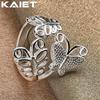 925 Sterling Silver Three Butterflies Adjustable Ring Charm For Women Jewelry