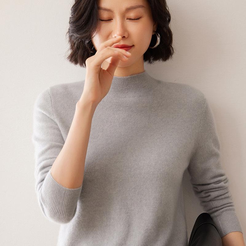 Women's Solid Color Cashmere Turtleneck Sweater - Autumn/Winter Base Layer Pullover