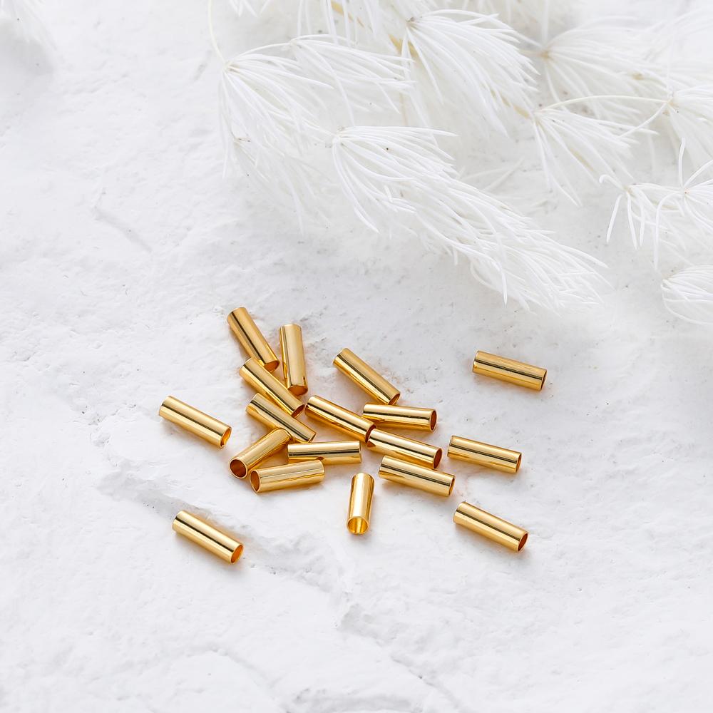 100 Stück 14K 18K Vergoldetes Messing Nudelröhrchen Zylinder Gerade Perlen 5 6 7mm Abstandshalter Lose Perlen Für DIY Armband Schmuckherstellung