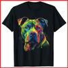 Pit Bull Mom Dad Dog Lover Colorful Artistic Pitbull Owner Black T-Shirt S-5XL