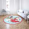 Vintage Girl Snowman Dwarf Round Rug Merry Christmas Mat Gift, Winter Xmas Home Decor Nursery Kids Room Mat Round Floor Mat