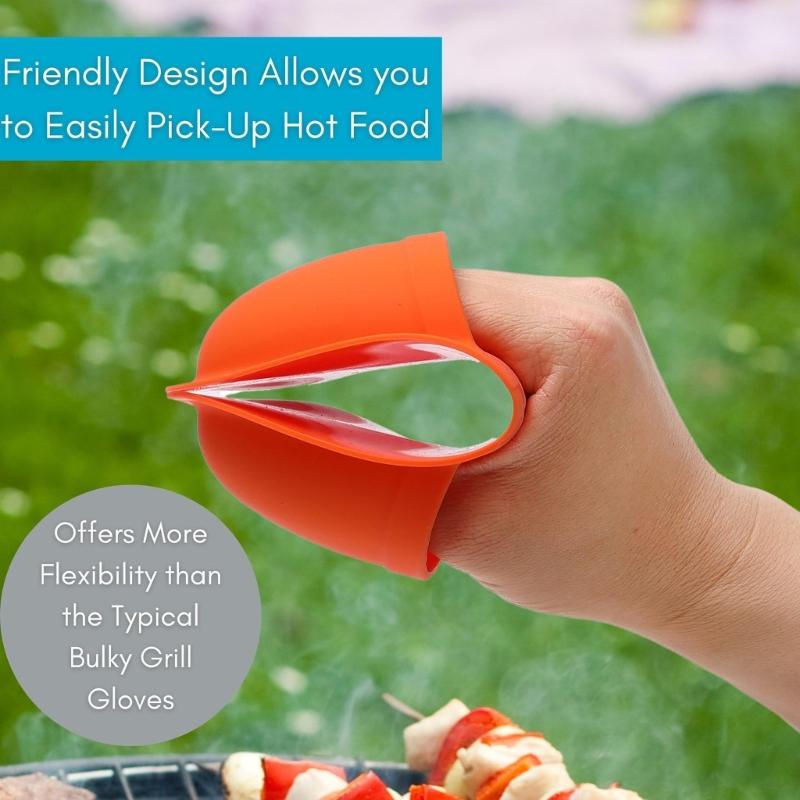 2 Piece Thermal Protective Oven Mitts Food Grade Silicone Gloves for Outdoor Cooking and Baking Grilling Potectors