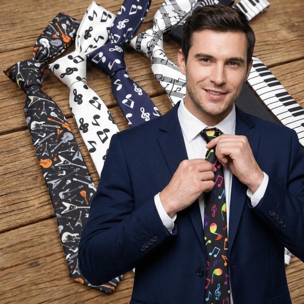 Stripe British Style Notes Music Men Plaid Necktie Lattice Print Women Slim Ties Fashion Neck Tie