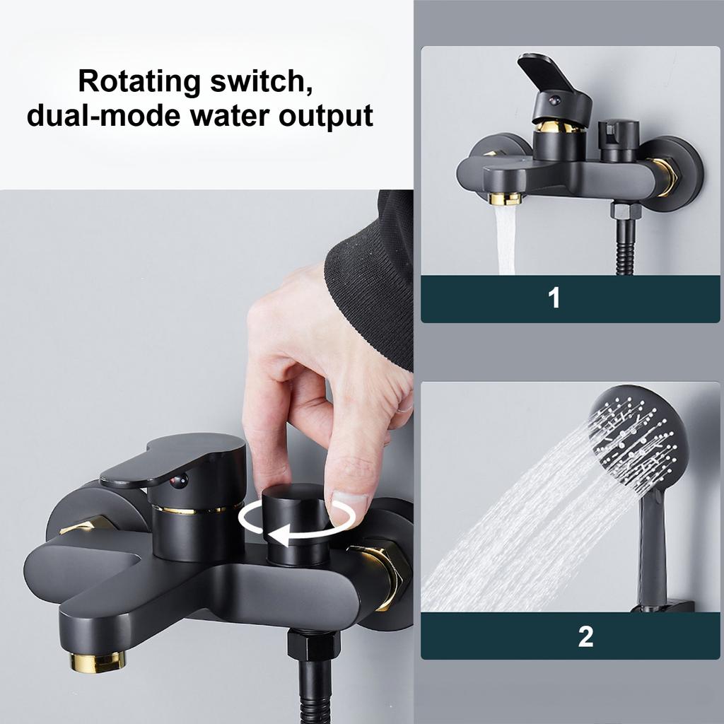Bathtub Faucet Black Shower Faucet Mixing Valve Side-opening Triple Faucet Hot and Cold Mixer Faucet Bathroom Accessories