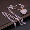 Collier en forme de cœur en pierre naturelle, Quartz Rose, pendentif bouteille de parfum, pour fête MS, bijoux de charme, cadeau de mariage
