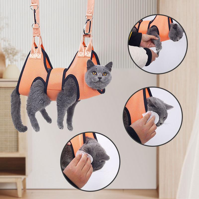 Classic Cat Grooming Hammock Fixed Bath Bag for Nail Cutting Anti Scratch Cat Trimming Restraint Bag Pet Beauty Hanging Pet Supplies