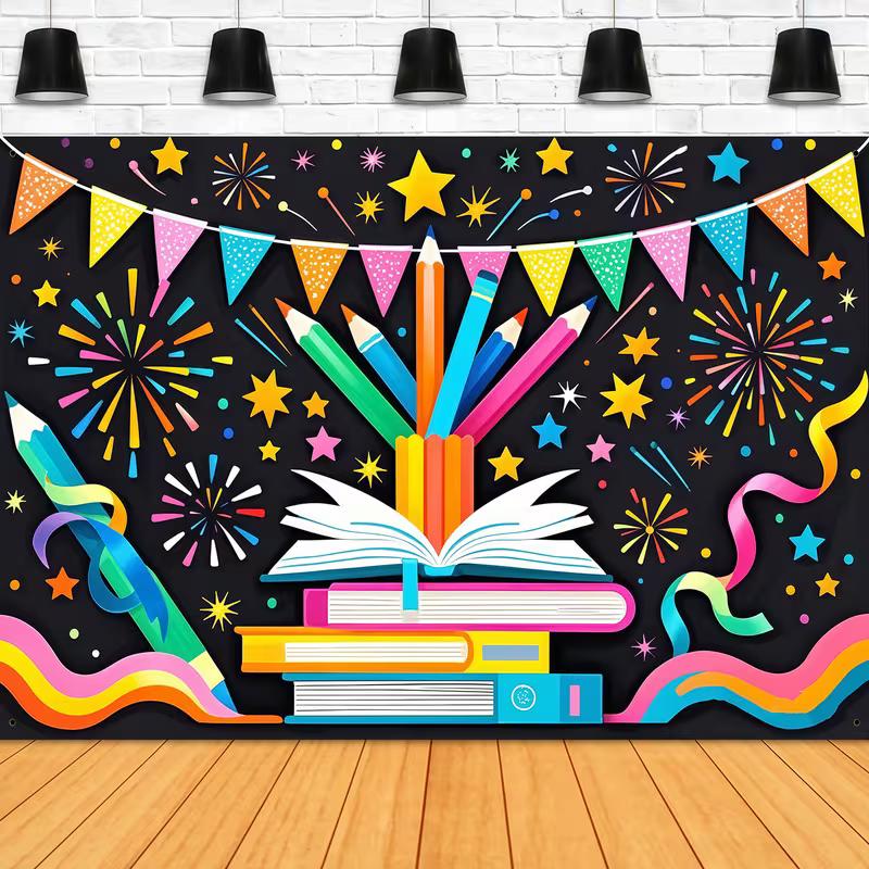 2D Back To School Photo Backdrop Classroom Party Decor Cloth