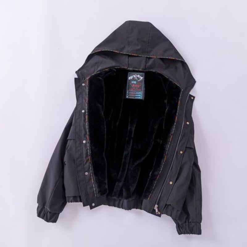 

Winter new pie overcome women s jacket short removable and washable liner imitation fox fur integrated coat 2XL 156-87.5kg