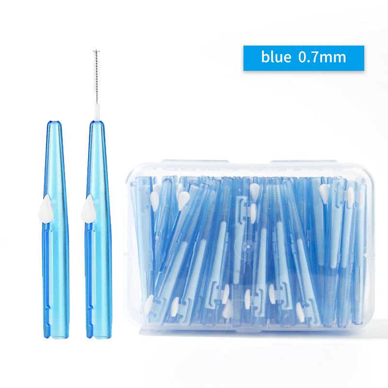 60 Pcs/Box Toothpick Dental Interdental Brush 0.6-1.5Mm Cleaning Between Teeth Oral Care Orthodontic  I Shape Tooth Floss