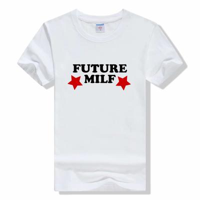 90-es évek FUTURE MILF Print pólók Divat Alkalmi O nyakú Rövid ujjú Crop Topok Nyári szabadtéri pólók Unisex