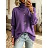 Womens Oversized High Neck Knit Sweater Soft Acrylic Pullover Fall Winter 2026