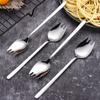 Cream Fruit Stainless Steel Reusable Outdoor Long Handle Spork Salad Forks Flatware Dessert Spoons