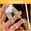 Vintage French Style Geometric Pearl Drop Earrings With Rhinestone Accents For Women