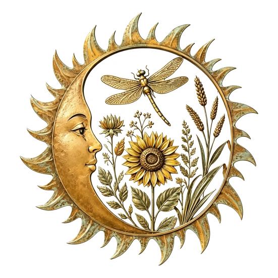 Sunshine Theme Wall Decor Garden Decoration, Dragonfly/Bee/Butterfly/Bird Decor, Acrylic Sun Shape Art for Patio Hanging Ornament Home Indoor Outdoor