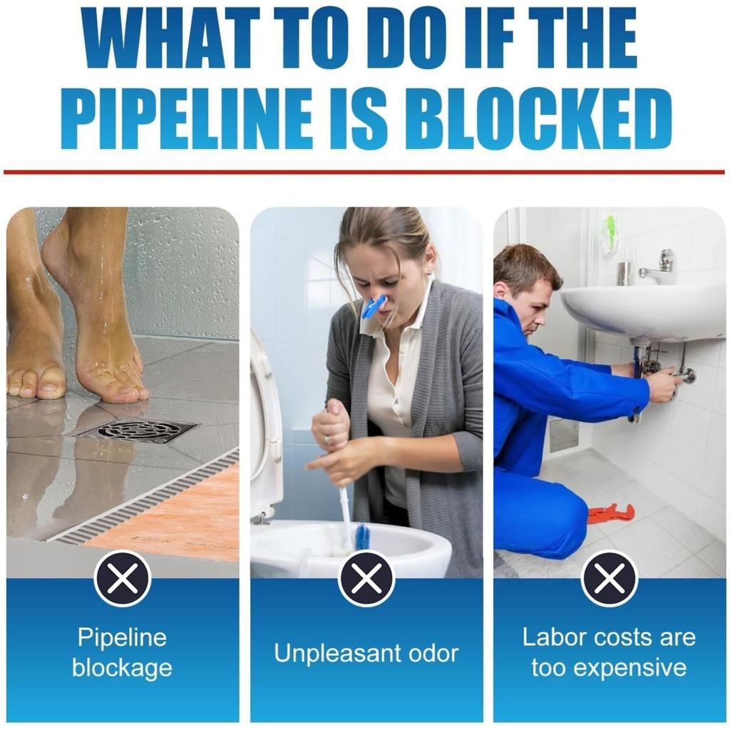 Drain Cleaner, Delighteal Pipeline Dredging Agent, Can Quickly Dissolving Blockages, For Kitchen and Toilet Pipelines, Drain Clog Remove