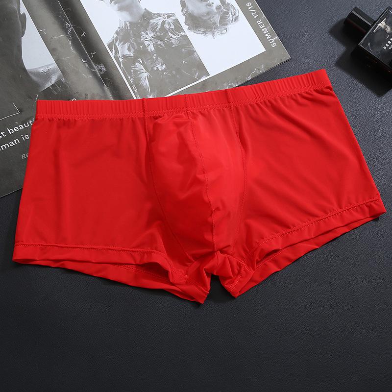 Men's Underwear Ice Silk Flat Angle Pants Transparent Sexy Low Waist Ice Silk Ultra-thin Men's Underwear