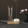 2 In 1 Incense Holder for Sticks Ceramic Lotus Incense Burne with Removable Glass D Incense Sticks Organizer for Yoga Home Decor