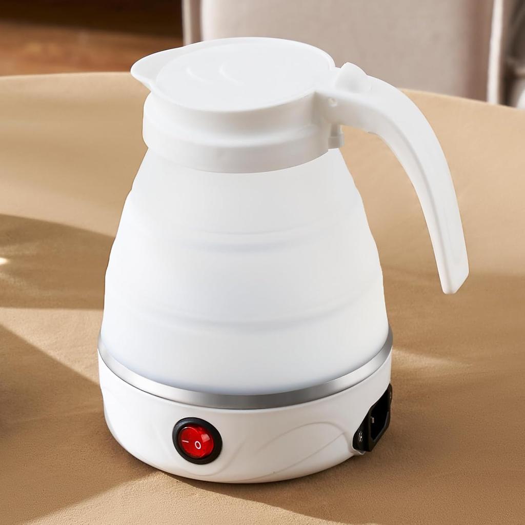 Foldable Electric Kettle, 600ml Portable Travel Kettle, Collapsible Kettle Travel Electric, 304 Stainless Steel Heating, Easy to Carry, 110V, 600W.
