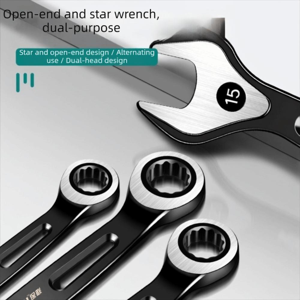 Anti Slip Combination Ratchet Wrench 6-15mm Spanner Durable Dual-purpose Wrench  Universal