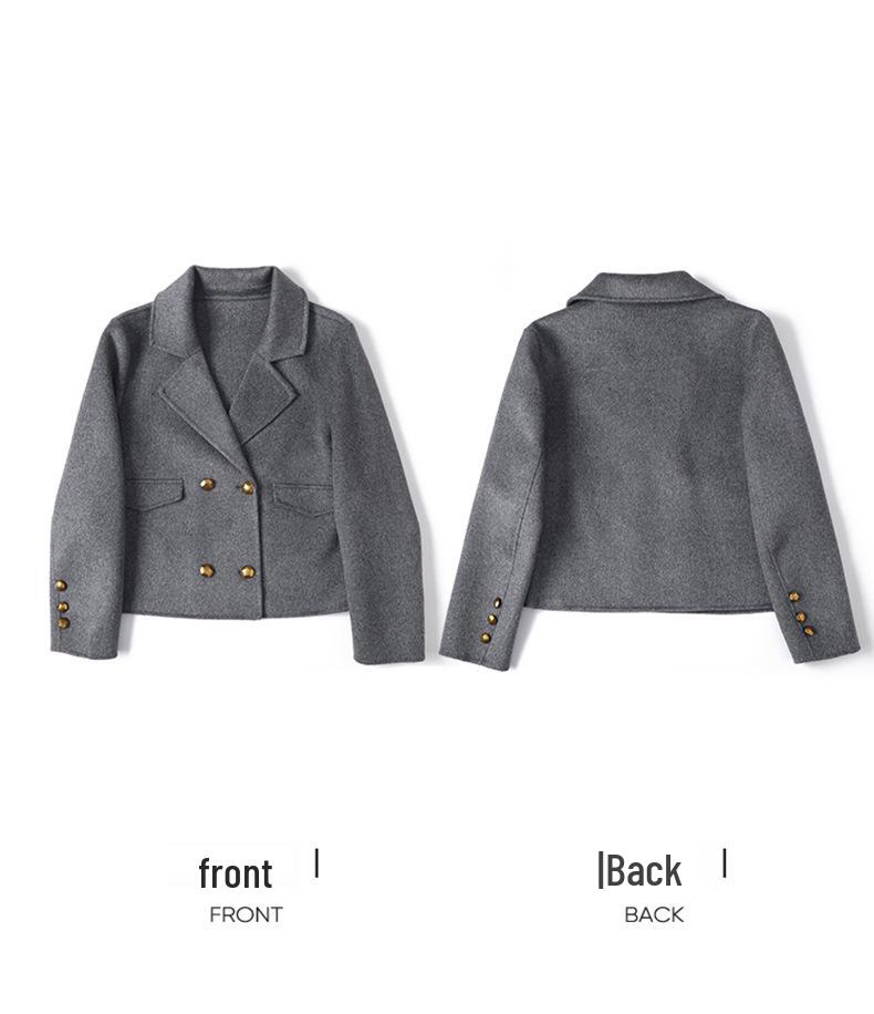 2025 Autumn/Winter Women's Double-Sided Cashmere Coat, Short Suit Collar, Korean Style, 100% Wool.