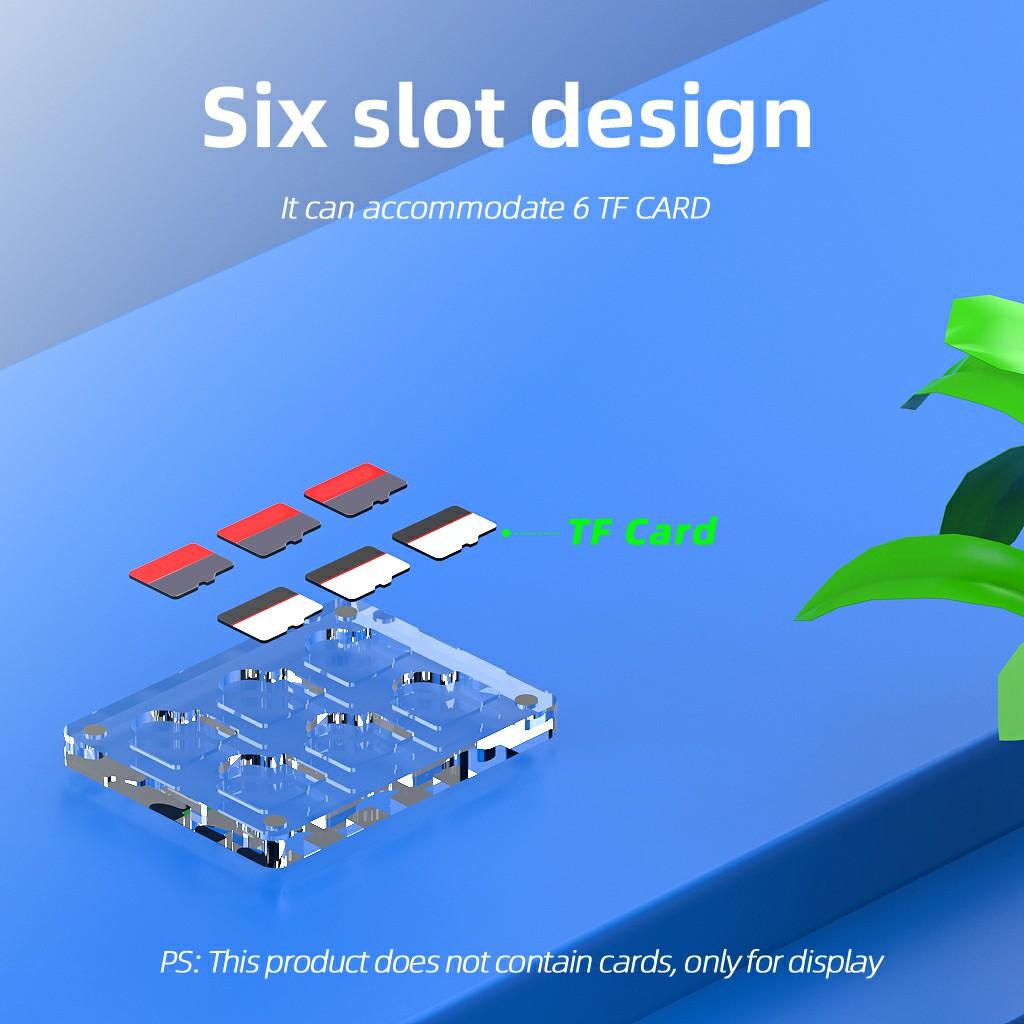 

AJCX06TF TF Card Transparent Magnetic Storage Box 6 Slots Memory Cards Organizer Acrylic Case Type A