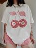 Retro Cherry Print Loose Short Sleeve T-shirt - Summer Versatile Round Neck Top