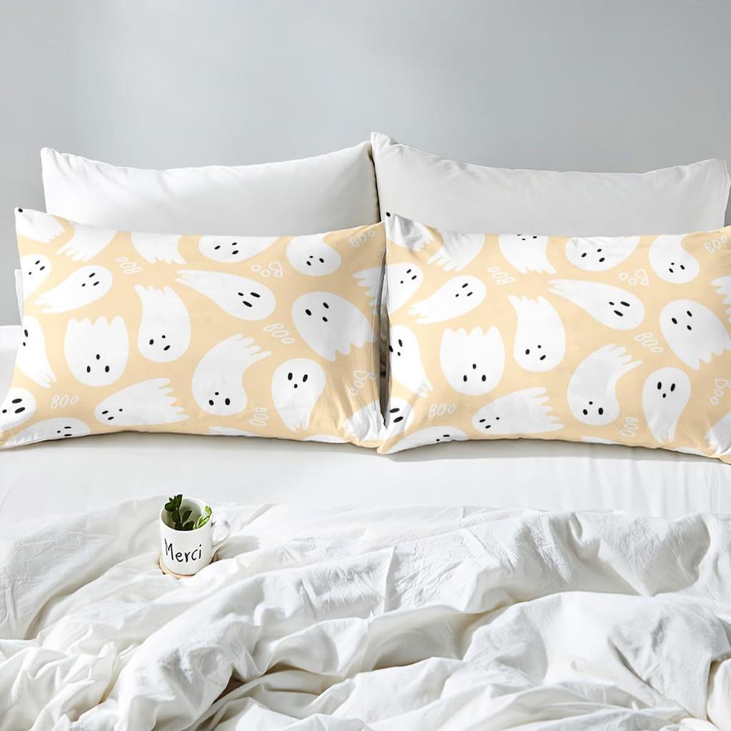 Halloween Ghost Pattern Bed Hat Three-Piece Digital Printing Bedding Bed Hat Three-Piece Set Children And Adults