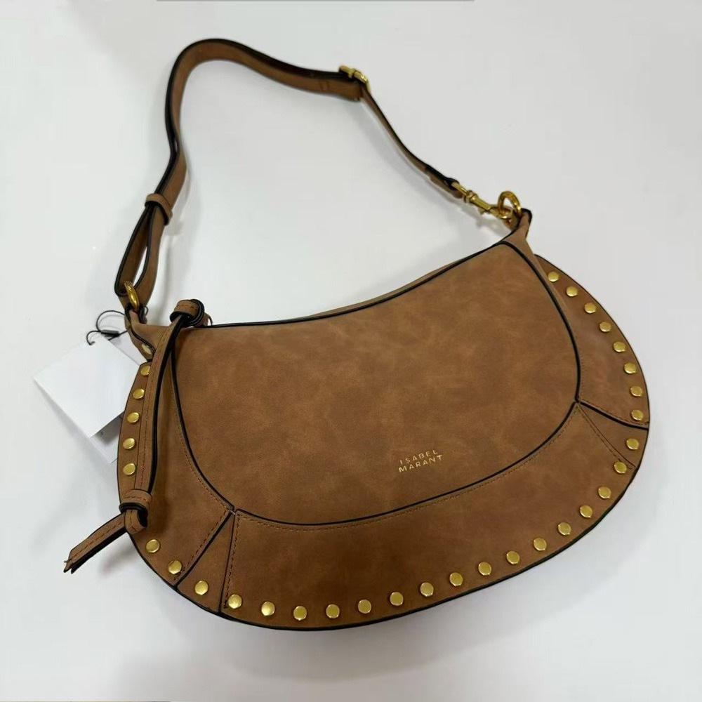 Французская Ретро заклепка Классическая Полумесяц Кожаная Сумка через плечо Сумка