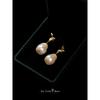 Red Pocket French style Retro High-Grade Niche Shaped Baroque Pearl Earrings S925 Silver Needle European and American Gyaru Eardrops