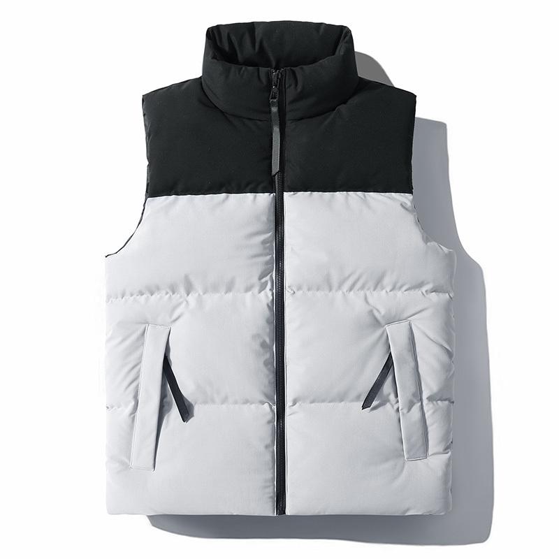 Zipper Pocket High Collar Cardigan Contrast Color Fashion Casual Vest Sleeveless Jacket Top