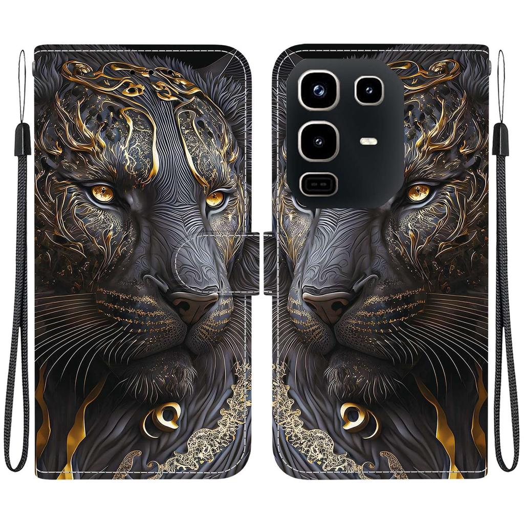 Handmade PU Leather Flip Case for Infinix Note 50 4G/Note 50 Pro 4G (X6858/X6855) Anti-Slip Shockproof Cover with Wrist Strap & Heart/Rose Cat Designs