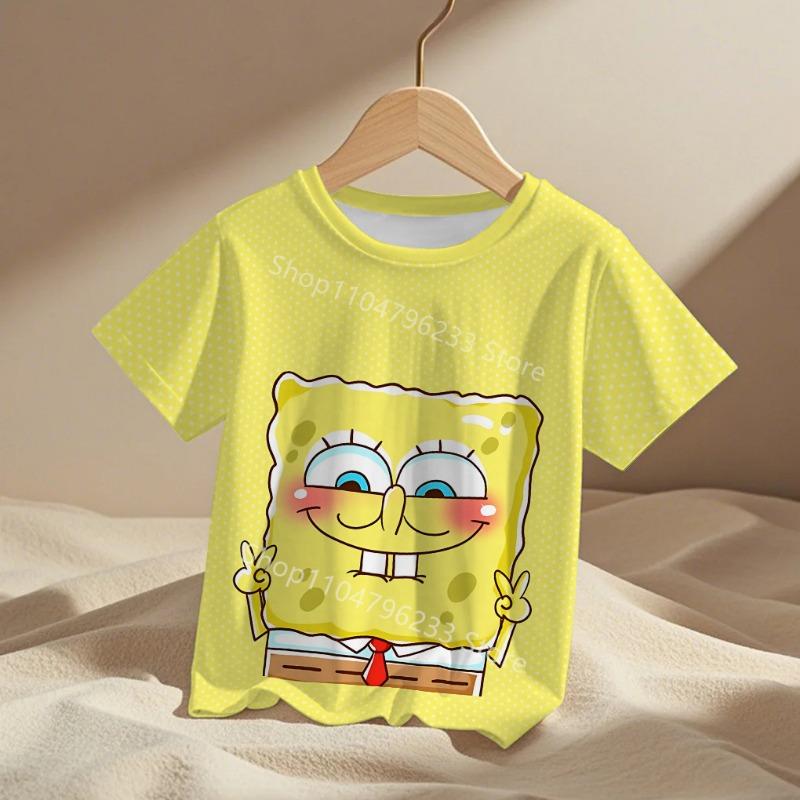 Cute Cartoon Spongebobs Baby Clothing Outdoor Clothes Boy Girl Child Women's Tshirts Children Adult Parent Child T Shirts