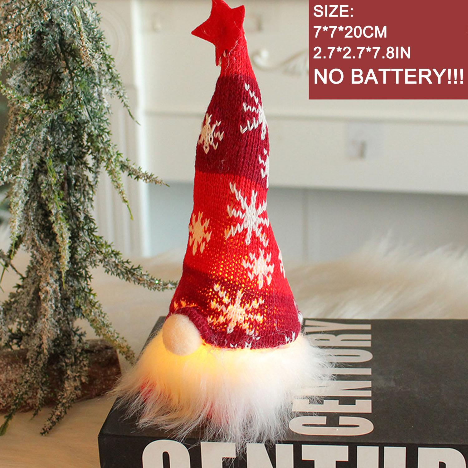 

1PC Christmas Sitting Knitted Forester Long Legs Figurine Scene Prop Merry Christmas Home Decoration (without battery) 1PC(No battery)