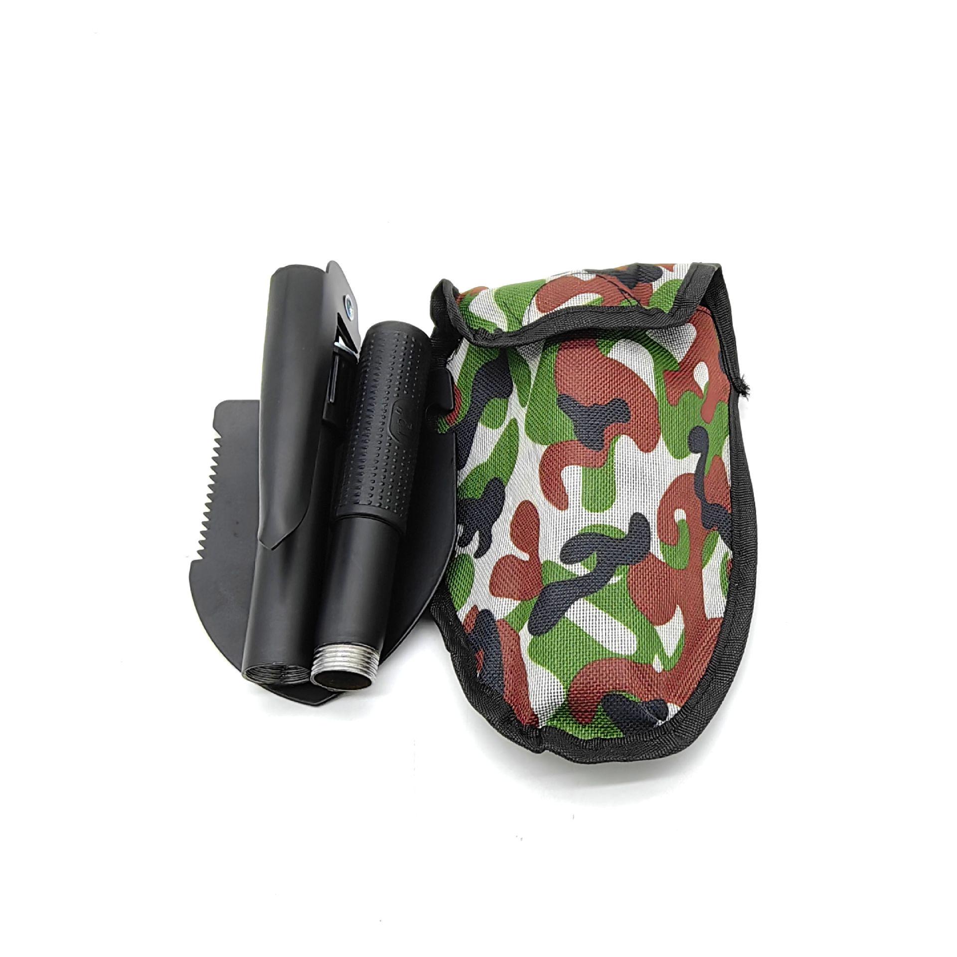Four-in-One Stainless Steel Multi-Functional Folding Shovel for Camping and Emergencies чёрный