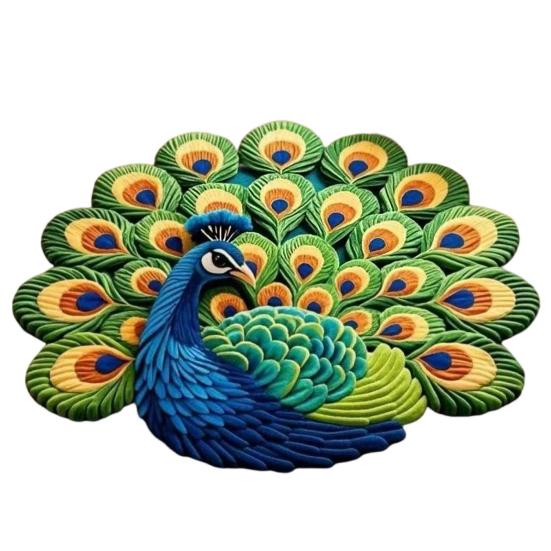 3D Peacock Pattern Plush Rug Non-Slip Backing Easy To Clean Various Sizes Living Room Rug Home Decor