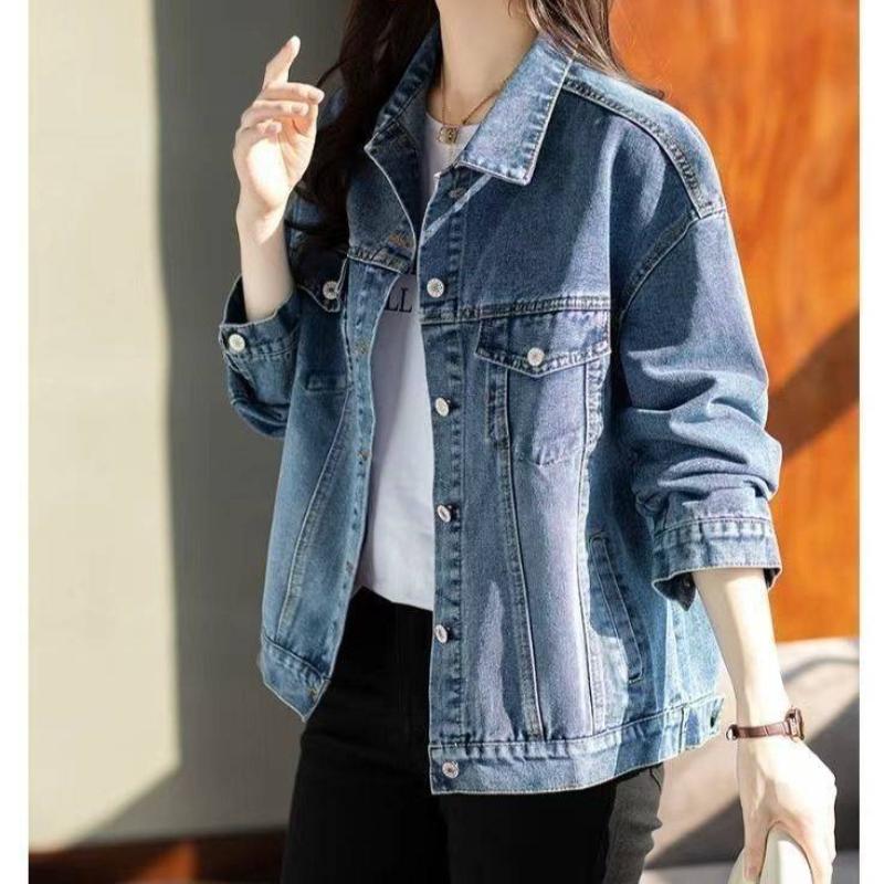 Spring and Autumn Denim Jacket Women's Retro Fashion Casual Versatile Loose Skinny Jacket Small Temperament Top