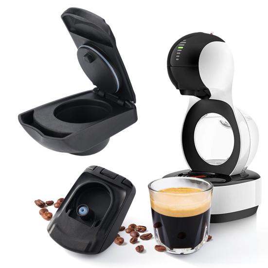 Reusable Coffee Capsule Holder for Dolce Gusto DG325 Machine Refillable PP Pods Converter with Fine Mesh Coffee Powder Tray for Ground Coffee