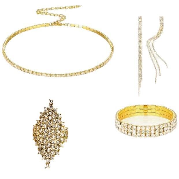 Water Diamond Bridal Jewelry Set With Necklace Earrings Bracelet And Ring For Weddings