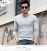 Men Long Sleeve T Shirt Round Neck Self-cultivation Solid Color Slim Tee Personality Trend Man Wear
