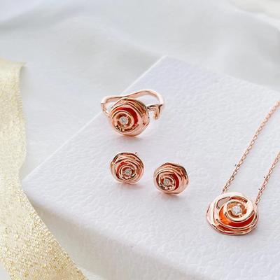 Hot Classic Europe Famous New 2023 Classic Popular Brand Set Women's Rose Jewelry For Party With Necklace With Pink Gold