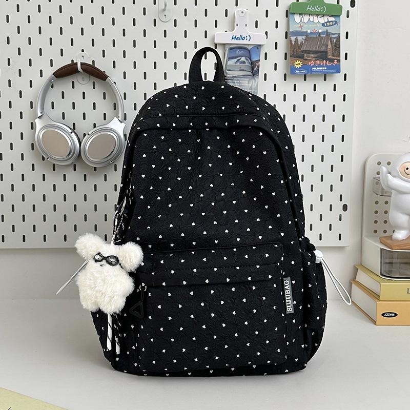 New Polka Dot Bubble Fabric Backpack, Simple, Lightweight and Large-capacity Backpack, Female Middle School and College Student School Bag